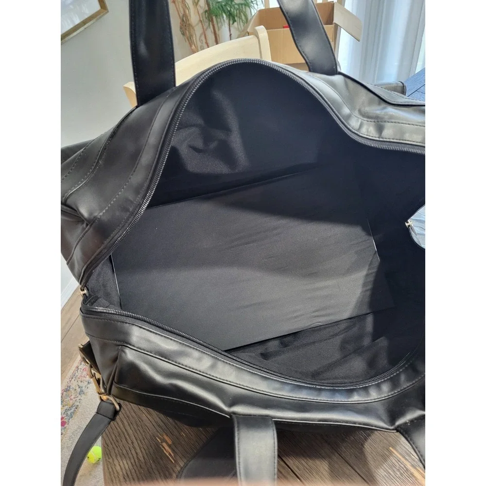 Leeds 20in Black Real Leather Duffel Bag Beautiful Mens Luggage Gym Luxary Bag